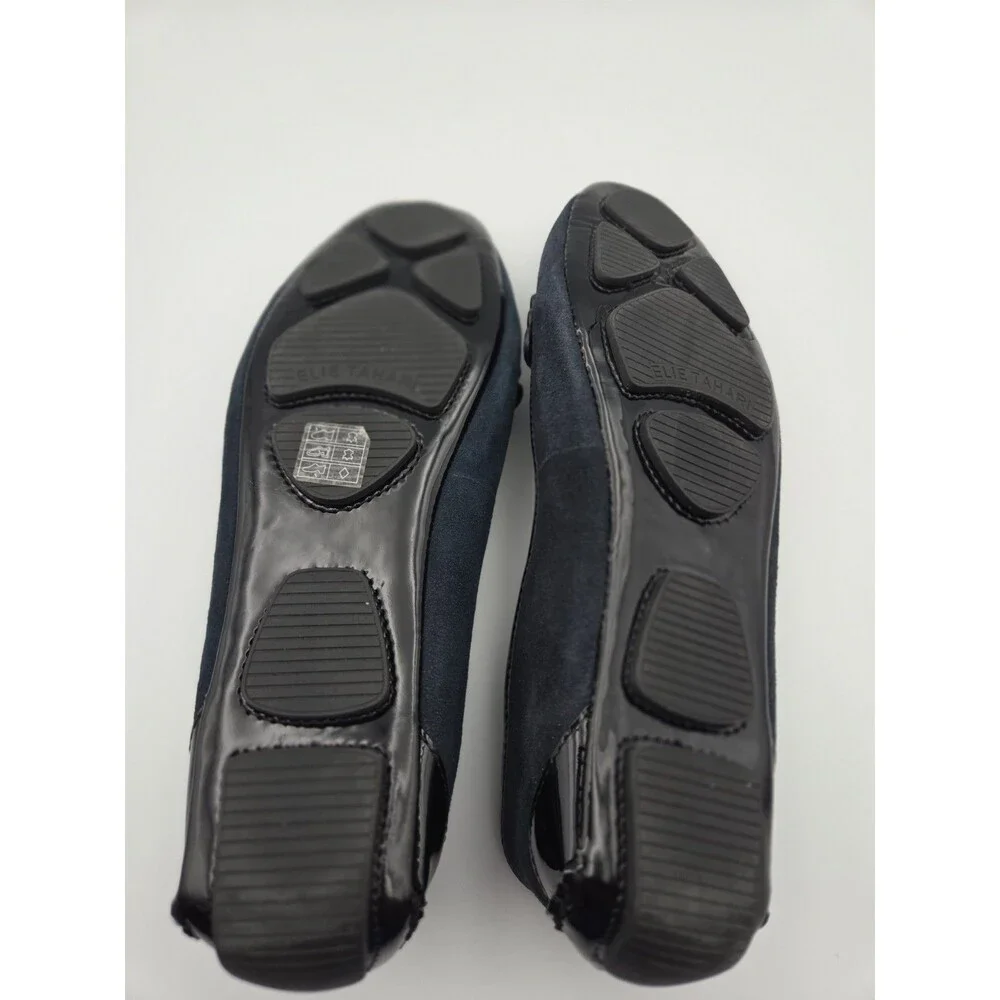 Elie Tahari Women’s Driving Flats 37.5-38 Navy Snakeskin Tassel Slip On Unworn